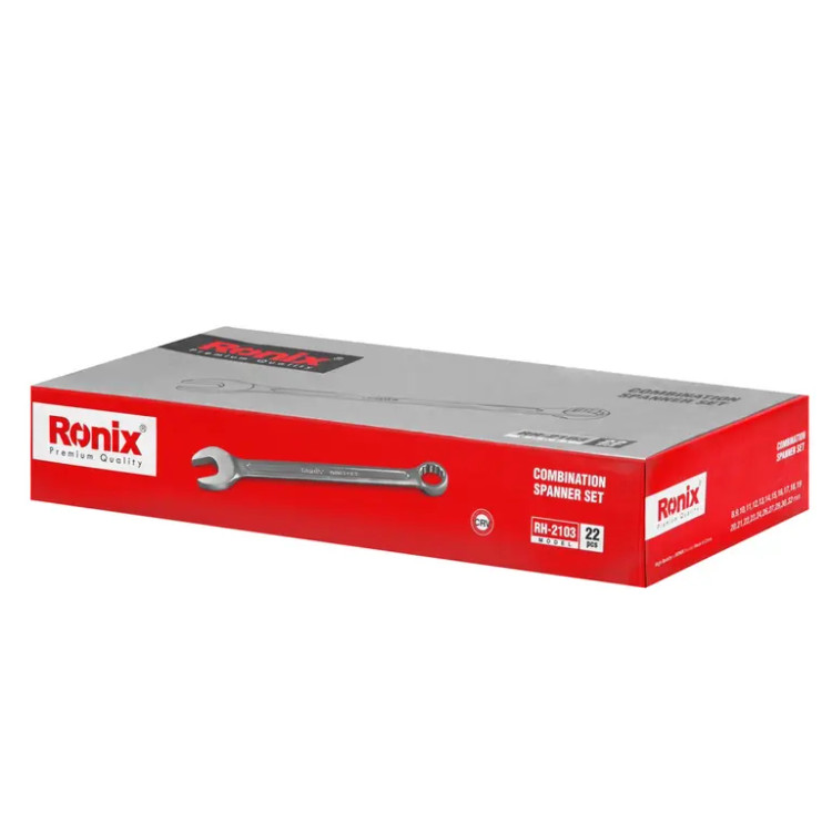 مجموعه 22 عددی آچار یک سر تخت یک سر رینگ مدل RH-2103 رونیکس